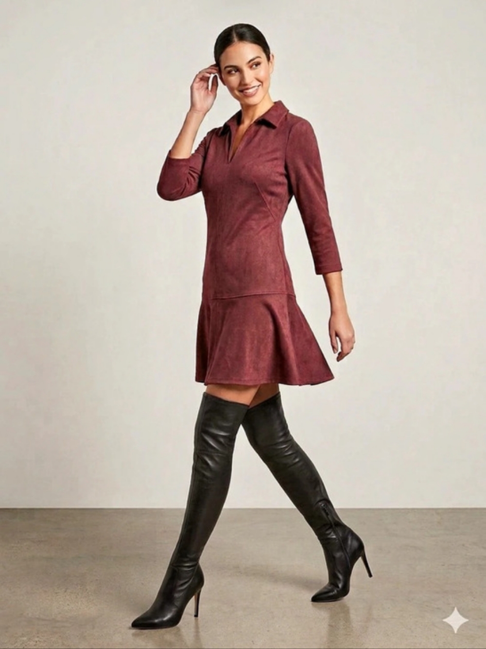 NWT Max Studio London Chestnut Faux Suede Mini Dress